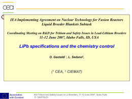 LiPb specifications and the chemistry control