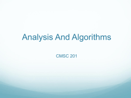 Algorithms and Analysis