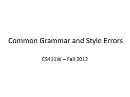 Common Grammar & Style Errors