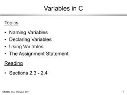 Lecture 8: Variable in C