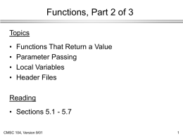 Lecture 18: Functions II