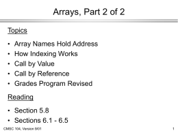 Lecture 21: Arrays II