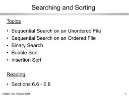 Lecture 22: Searching and Sorting