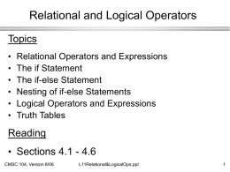 Relational And Logical Operations