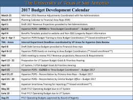 High Level Budget Development Calendar