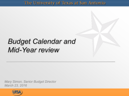 Budget Calendar and Mid-Year Review