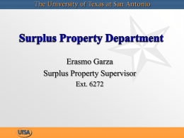 Surplus Property Department Operations / Offerings