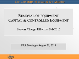 Removal of Equipment -- Changes in Process