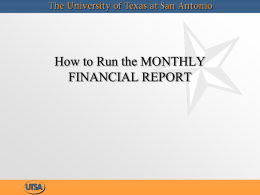 Monthly Financial Report