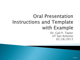 Oral Presentations – Basics