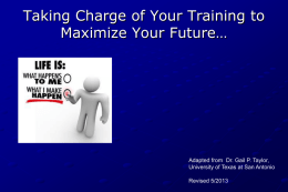 Taking Charge of Your Training