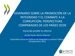 Seminarios sobre la promoci n de la integridad y el combate a la corrupci n: perspectivas comparadas de los pa ses OCDE