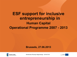 Poland: ESF support for inclusive entrepreneurship in Human Capital Operational Programme 2007-2013