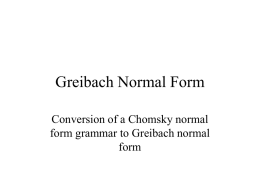 Greibach Normal Form