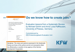 Do we know how to create jobs? Evaluation lessons from a Systematic Review