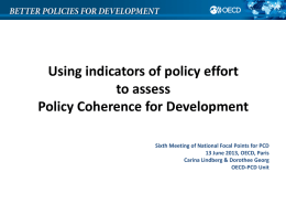 Using indicators of policy effort to assess PCD