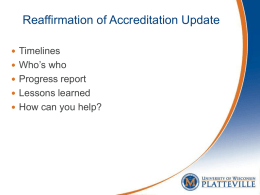 Reaffirmation of Accreditation Update