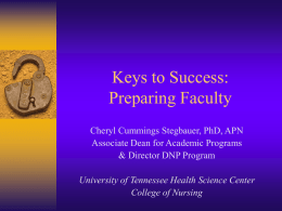 Keys to Success: Preparing Faculty