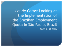 The Quota Legislation in Brazil and its Implementation in Sao Paulo: Lessons Learned about the Role of Both Public as well as Prive Sector in its Execution