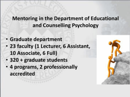 Mentoring in the Department of Educational and Counselling Psychology