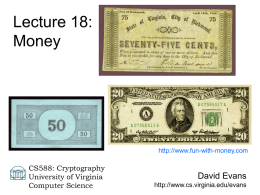 Lecture 18: Money