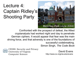 Lecture 4: Captain Ridley's Shooting Party