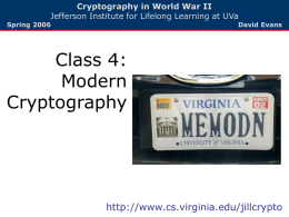 Class 4: Modern Cryptography