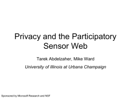 Privacy and the Participatory Sensor Web