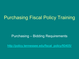 Purchasing Fiscal Policy Training