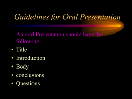 Guidelines for Oral Presentations