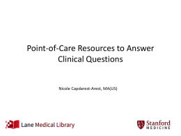 How to find Point-of-Care resources to answer clinical questions