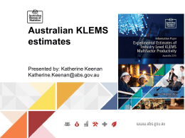 Experimental Estimates of Industry Level KLEMS Multifactor Productivity, 2015.