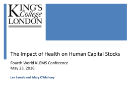 The Impact of Health on Human Capital Stocks
