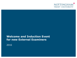 External Examiners, Induction Presentation 2015/16