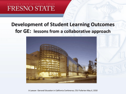 Development of Student Learning Outcomes for GE: Lessons from a Collaborative Approach