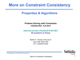 More on Consistency Properties