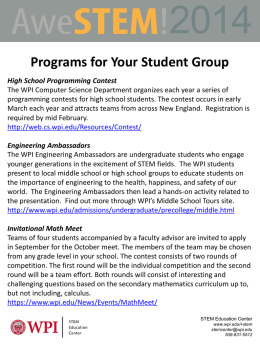 WPI Programs for Your Student Group