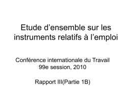 Présentation concernant l'Etude d'ensemble 2010 sur les instruments relatifs à l'emploi (Powerpoint)