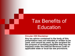 Tax Workshop PowerPoint Presentation