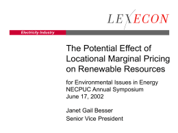 The Potential Effect of Locational Marginal Pricing on Renewable Resources