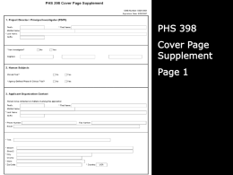 PHS 398 Cover Page Supplement