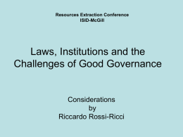 Laws, Institutions and the Challenges of Good Governance