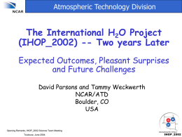 The International H2O Project (IHOP_2002) -- Two years Later (Parsons)
