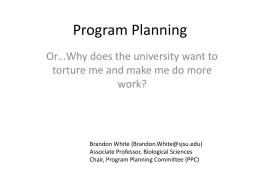 Program Planning (PPT)