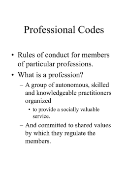 Week 8 Lecture: Professional Codes [PPT]