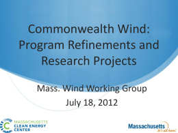Commonwealth Wind: Program Refinements and Research Projects