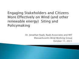 “Improving Stakeholder Engagement on Wind Siting and Policymaking”