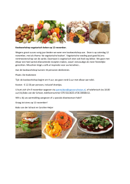 Kookworkshop vegetarisch koken op 12 november. Wegens groot