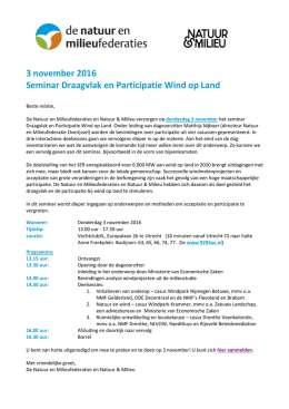 3 november 2016 Seminar Draagvlak en Participatie Wind op Land