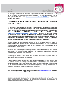 Persbericht basisschool Pluishoek organiseert